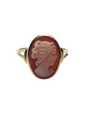 14K Yellow Gold Cameo Ring Size 7.25 #25762